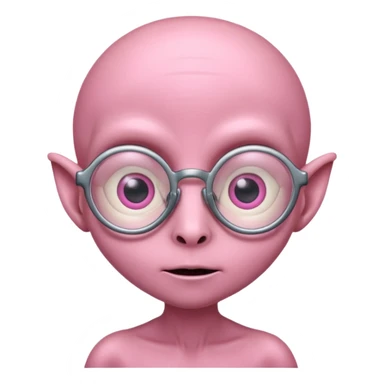 pink alien with glasses sticker
