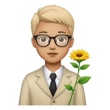 glasses boy with flower sticker