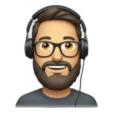 a man with vision glasses and have beard and with headphones sticker