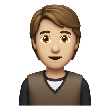 Man with a computer, brown hair, middle part hair sticker
