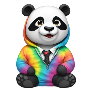 Panda wearing a tie dye hoodie sticker
