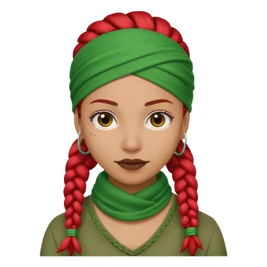 woman with red braids and a green bandana sticker