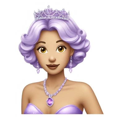 Gorgeous pastel Lady with purple-shiny-crystal-hair and tiara and necklace sticker