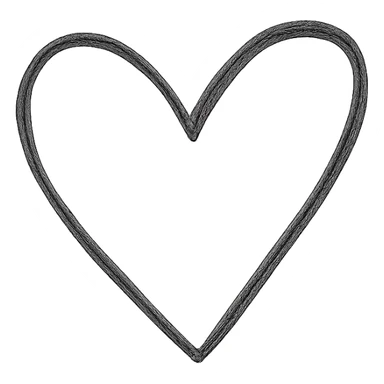 minimalist hand drawn black outline of a heart, white clean background sticker