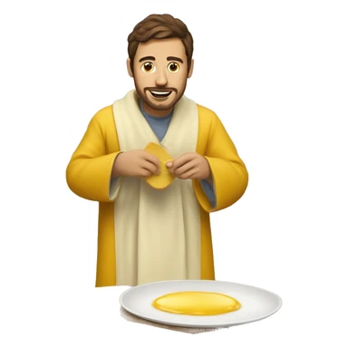 make an emoji of a programmer making an omelette in a mustard robe sticker