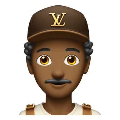 brown boy with mustache and goatee, with louis vuitton cap sticker