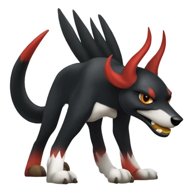 Black Cool Edgy Nargacuga-Houndoom-Fakémon  with White and Red Edgy markings sticker