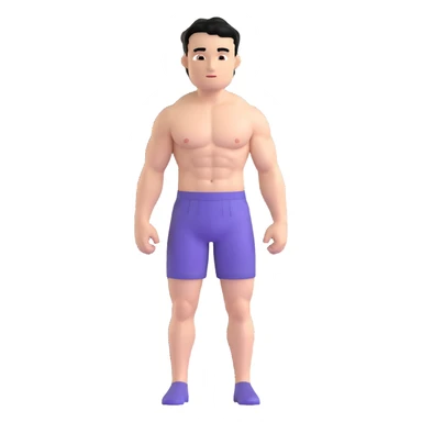 young white man with short black hair, shirtless, muscular sticker