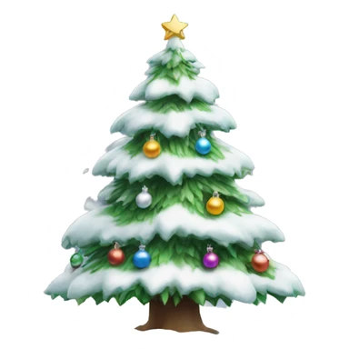 Snow covered Christmas tree with ornaments sticker