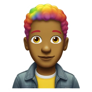 Boy with rainbow eyes and rainbow hair in simpsons yellow color  sticker