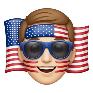 happy courtyhuman with flag of USA on face as skin and sunglasses sticker