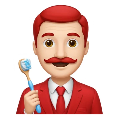 hitler with toothbrush mustache and red suit sticker