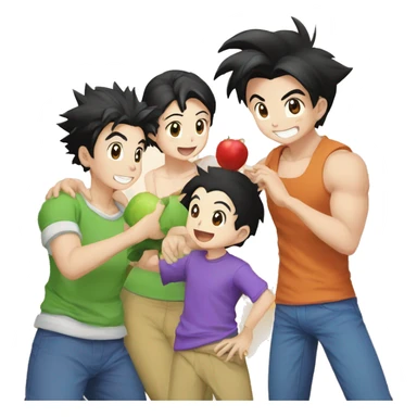 son gohan, picollo, videl and pan a happy family sticker
