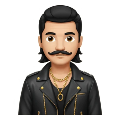 long black haired man with mustache with night club outfits sticker