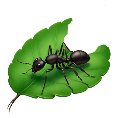 a black ant on leaf sticker