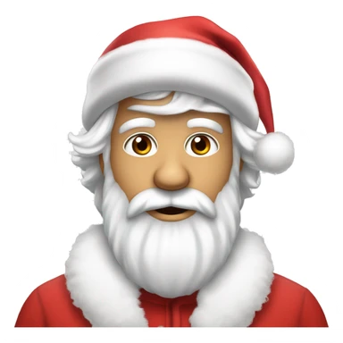 “An adorable Santa with a red suit, fluffy white beard, rosy cheeks, big eyes, and a red hat with a white pom-pom réaliste  sticker