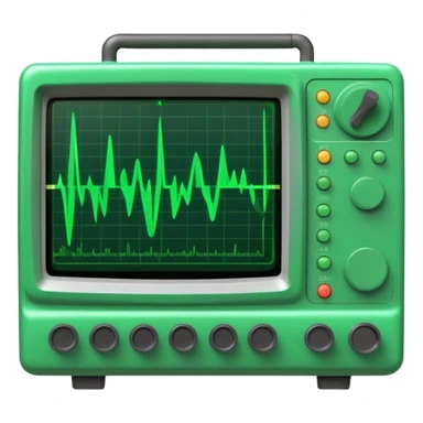 An oscilloscope device with a green waveform displayed on the screen sticker