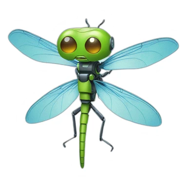 dragonfly robot with funny emotions sticker