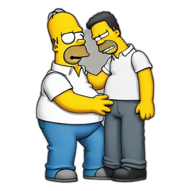 Homer placing his hands on A limp Bart Simpson sticker