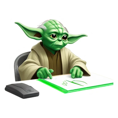 Master Yoda draws on a graphics tablet sticker