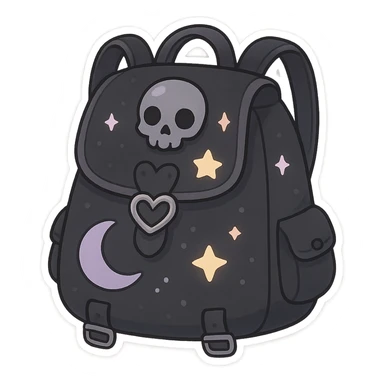 pastel goth black object sticker