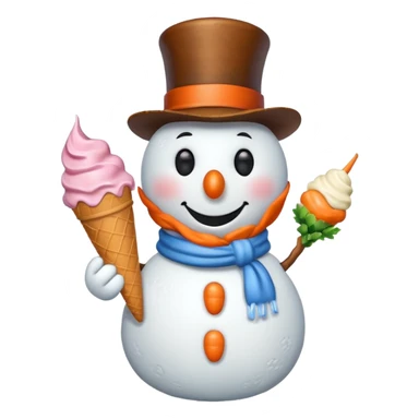 snowmen holding ice cream single snowmen sticker