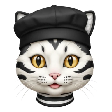 Cat mime performer with hat sticker
