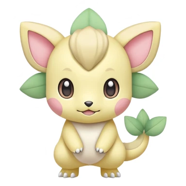 Pastel yellow beige and pastel greens and pinks rosy blushing cute kawaii Inteleon-Pokémon-Amaura-fusion (full body) sticker