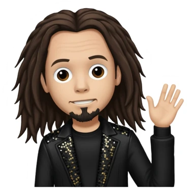 James Munky Shaffer from Korn with long dark brown hair, light tan skin, black sequin outfit sticker