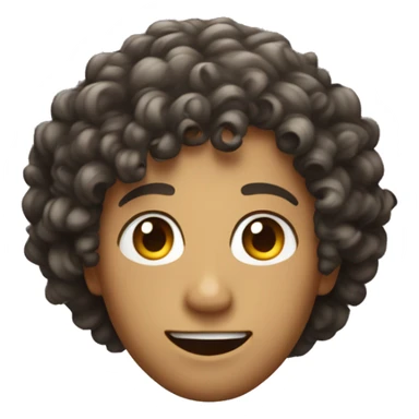 An emoji of a person with curly hair, showcasing bouncy and voluminous curls, often with a friendly or cheerful expression sticker