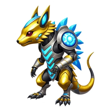 Shiny Epic Edgy Cool Colorful Vibrant Modern Vernid-Protogen-creature-animal, full body sticker