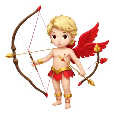 Full body Cupid with a bow and hearts sticker