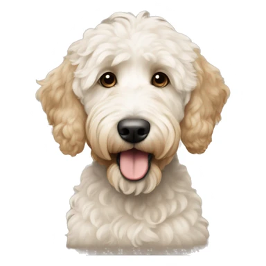 White and beige goldendoodle barkng  sticker