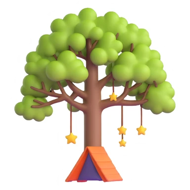 playful and colorful tree hanging from a roof sticker