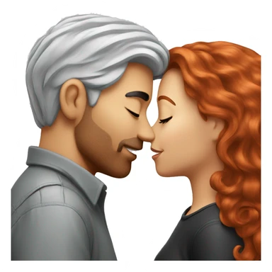 Redhead Girl Kissing silver/black haired man  sticker