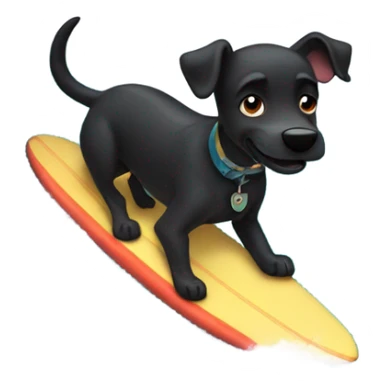 Black dog surfing  sticker