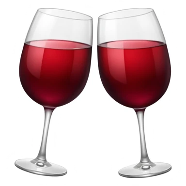 two glasses of red wine clinking in a toast, deep red color, smooth gradient, bright and glossy highlights, minimal details, celebratory pose
 sticker