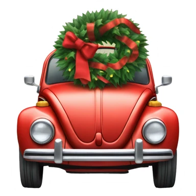 Volkswagen Beetle with Christmas wreath  sticker