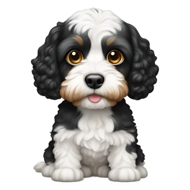 Black and white cavapoo with tan eyebrows  sticker