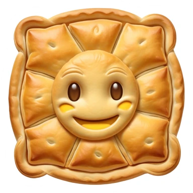 cinematic-realistic-flat burek-sa-sirom-dish-emoji,-showcasing-a-flaky-pastry-filled-with-cheese-rendered-with-crisp-textures-and-appetizing,-warm-lighting.  sticker