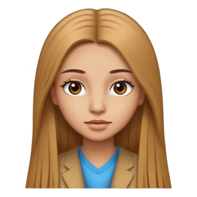 girl with light brown long straight hair and light brown eyes, with long eyelashes  sticker