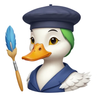 pato artista blanco sticker