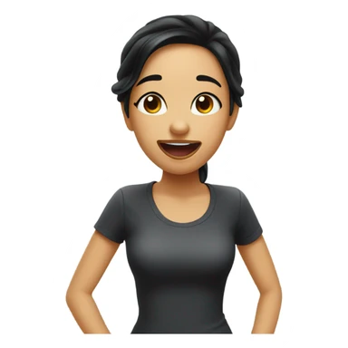 girl with black hair showing tongue sticker