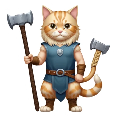 Viking norwegian cat in full height like a man with thors hammer sticker