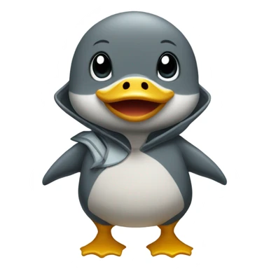 duckling wearing a shark onesie sticker