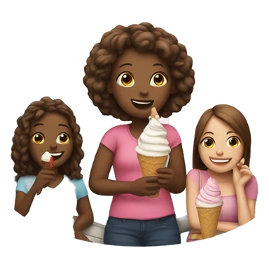 Girl on a cruise eating ice cream with friends  sticker