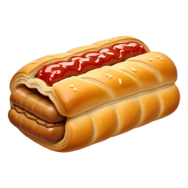 cinematic-realistic-sausage-roll-dish-emoji,-depicted-with-a-crisp,-golden-pastry-wrapped-around-flavorful-sausage,with a squeeze of tomatoe sauce on top sticker