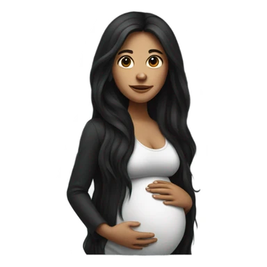 Dark long haired woman pregnant sticker