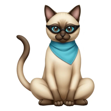siamese cat full body sitting with a mask sticker