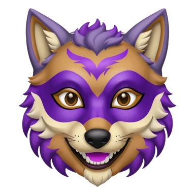 black wolf with purple pattern, emotion (happy, sad, sleepy) sticker